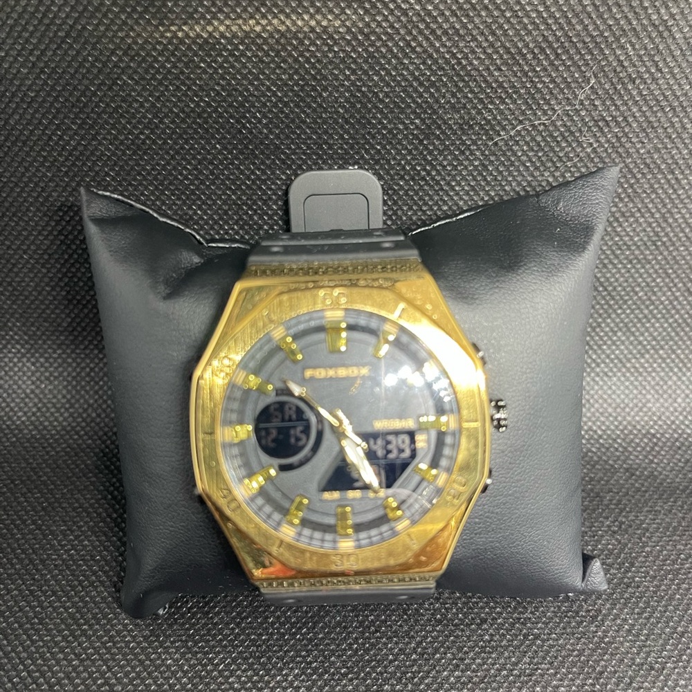 Gold and Black Luxury Chronograph Watch